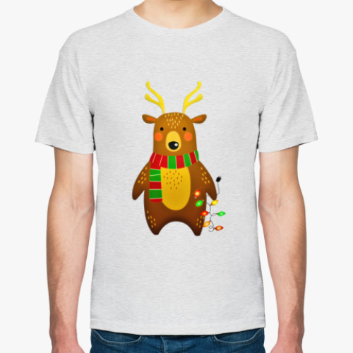 Футболка с принтом Новогодний медведь