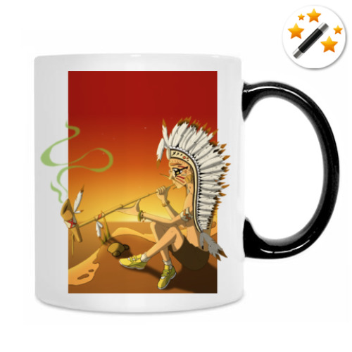 Кружка-хамелеон с принтом 'Трубка мира'