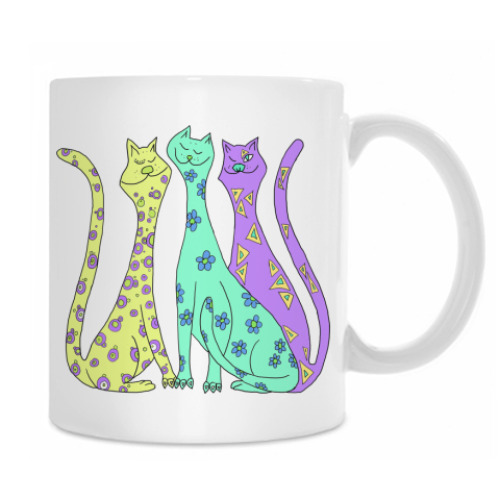 Кружка с принтом Коты Цвет