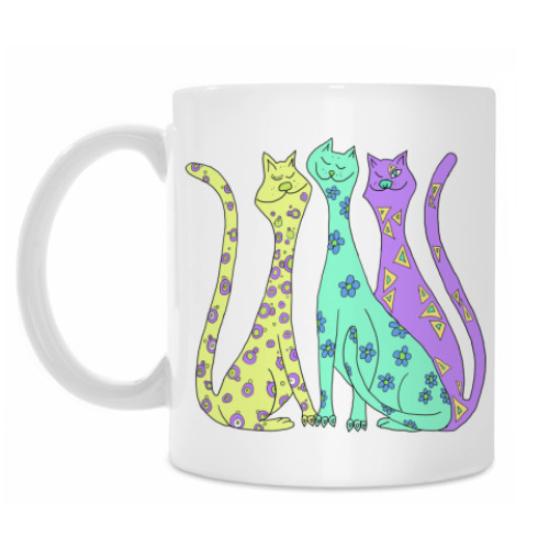 Кружка с принтом Коты Цвет