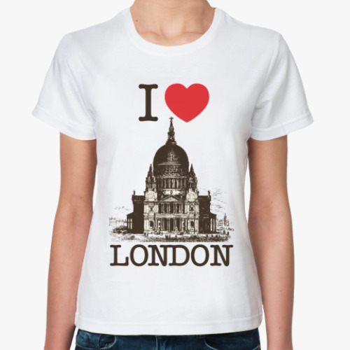 Классическая футболка с принтом I love London