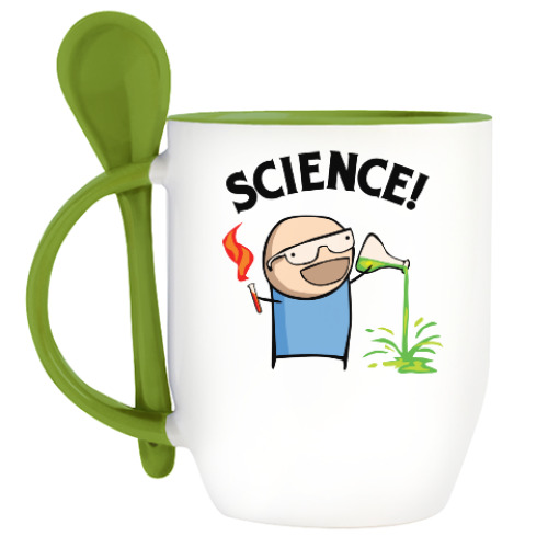 Кружка с ложкой с принтом Science! Ботан