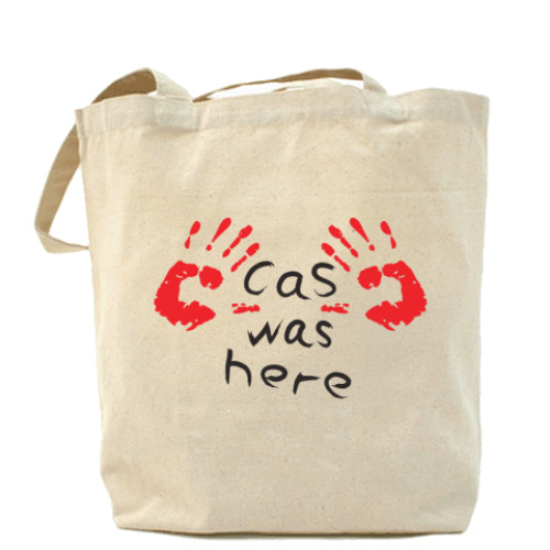 Сумка шоппер с принтом Здесь был Кас - Supernatural