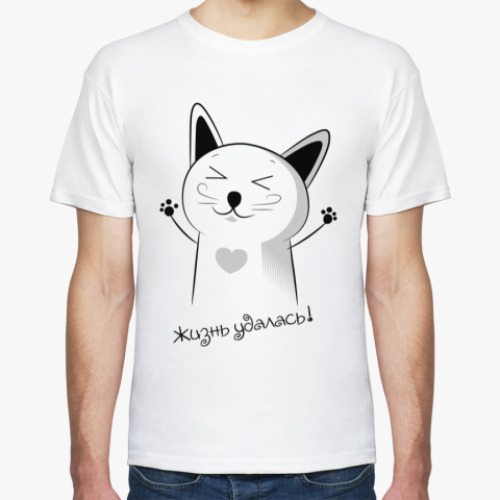 Футболка с принтом Счастливый Котэ в нирване