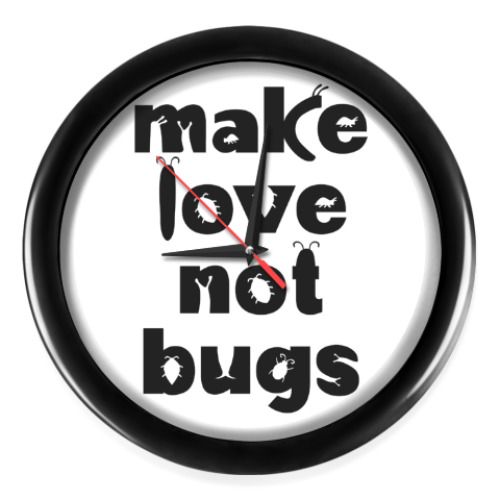 Настенные часы с принтом Make Love Not Bugs