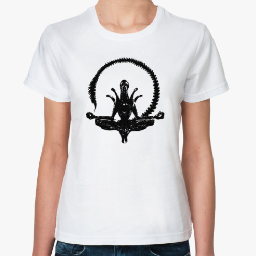 Классическая футболка с принтом Alien yoga