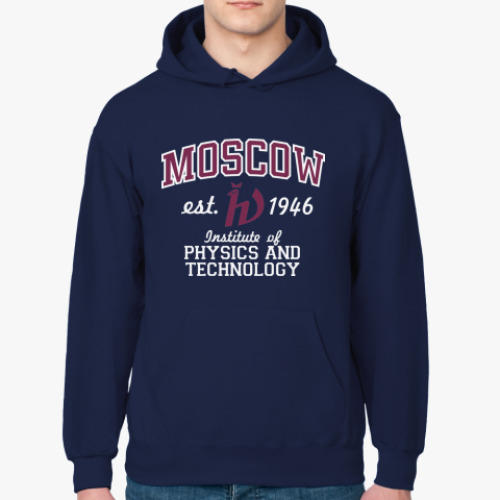 Толстовка худи с принтом Москва, физтех. Толстовка