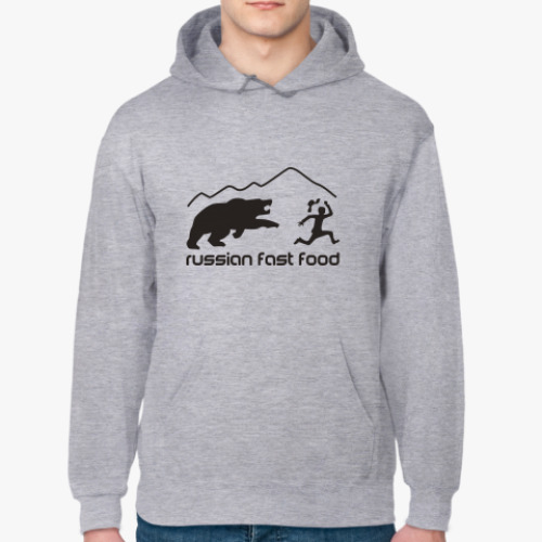 Толстовка худи с принтом Русский Фаст-Фуд