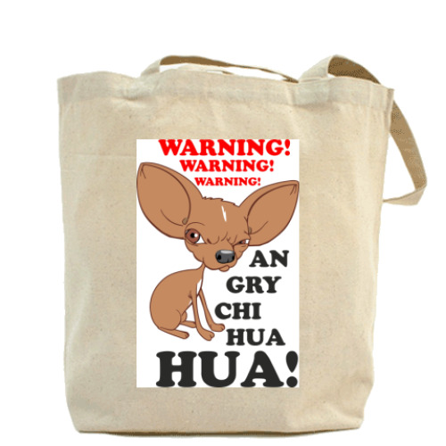 Сумка шоппер с принтом Warning!Angry chihuahua