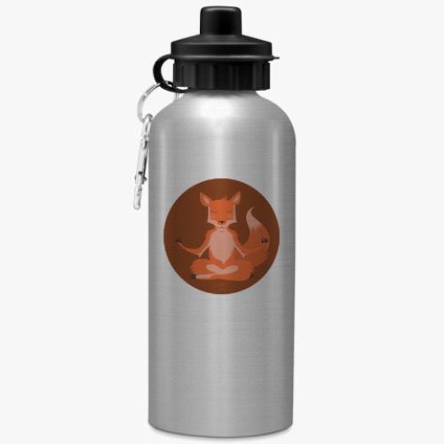 Бутылка с карабином (500 мл) с принтом  Animal Zen: F is for Fox