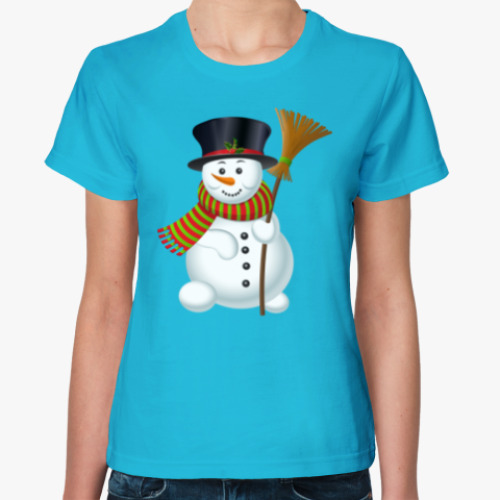 Женская футболка с принтом Снеговик