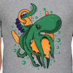 Морское чудовище осьминог обвивший якорь под водой