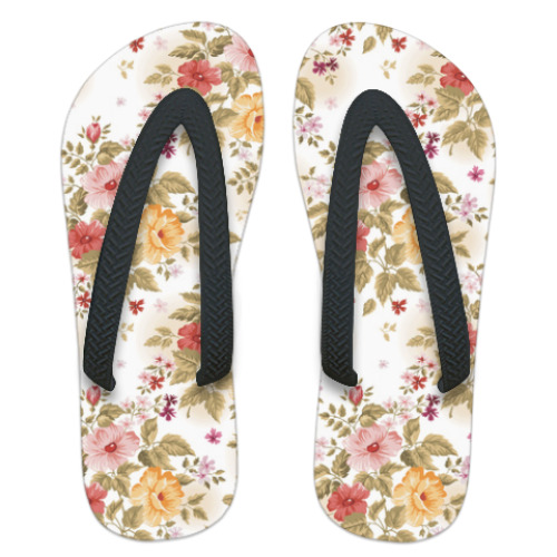 Шлепанцы (сланцы) с принтом Цветы