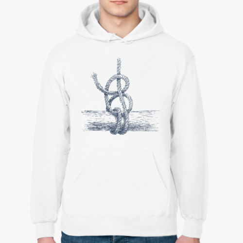 Толстовка худи с принтом Море винтаж узел