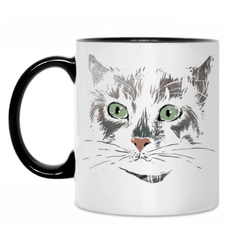 Кружка с принтом Серьезный кот