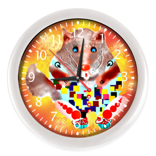 Настенные часы с принтом Солнечный кот