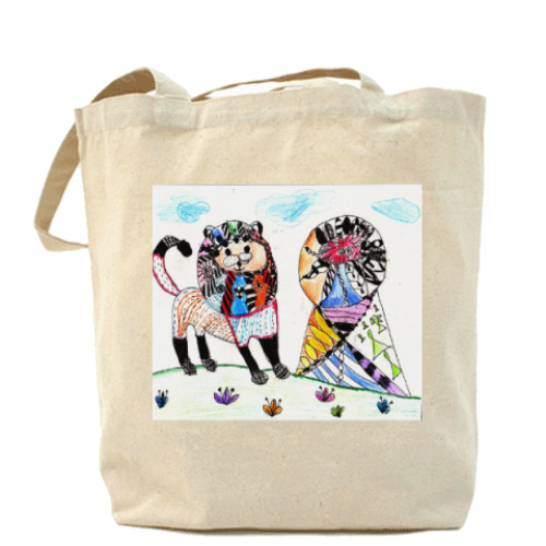 Сумка шоппер с принтом  детский рисунок