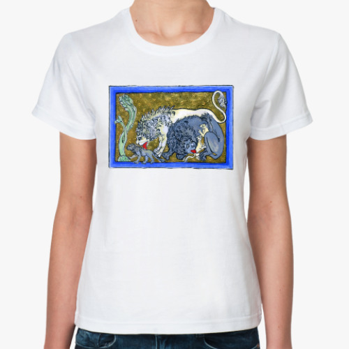 Классическая футболка с принтом Средневековые львы