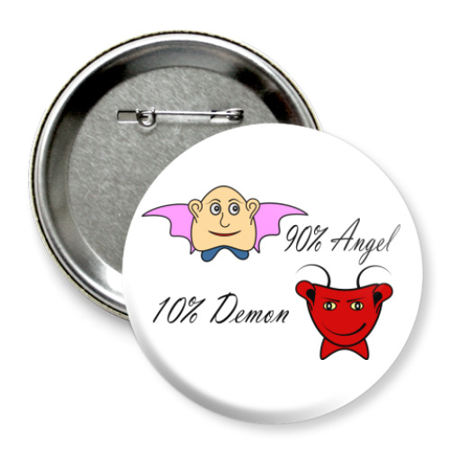 Значок 75мм с принтом Ангел или демон?