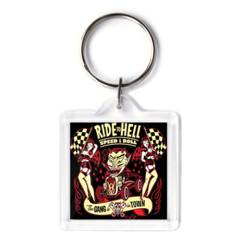 Брелок с принтом   RIDE HELL