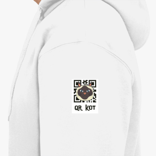Толстовка худи с принтом QR КОТ