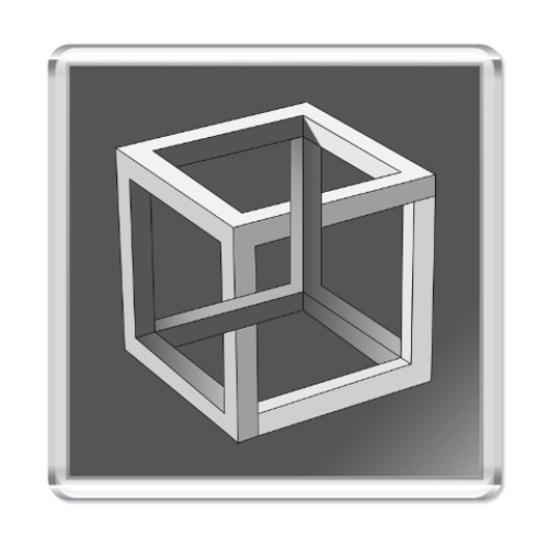 Магнит с принтом Невозможный Куб 3D