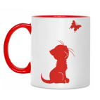 Двухцветная кружка Котенок и бабочка