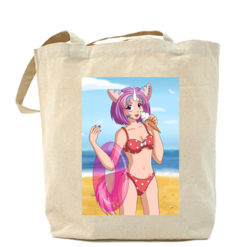 Сумка шоппер с принтом  торако на пляже