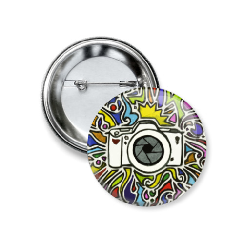 Значок 37мм с принтом vectorized camera