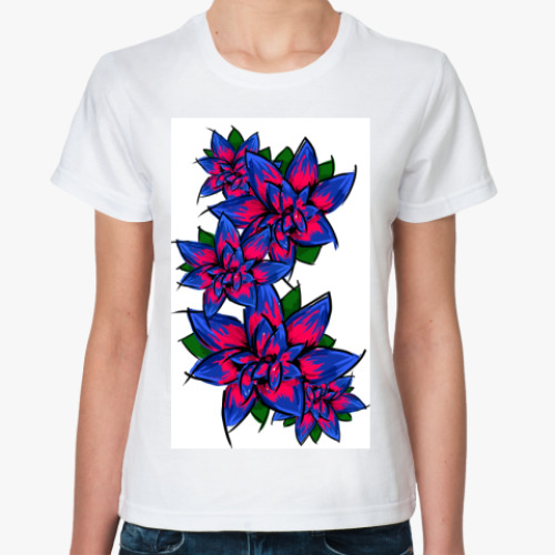 Классическая футболка с принтом Цветы