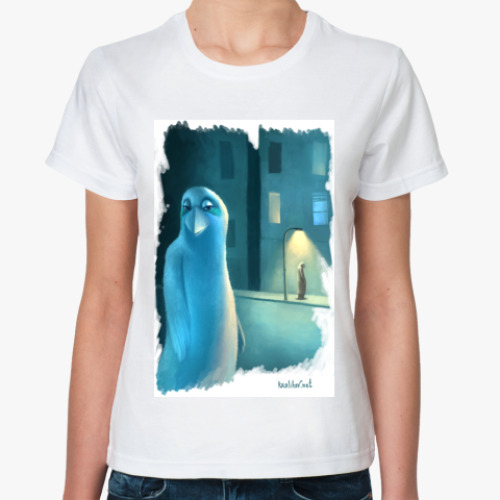 Классическая футболка с принтом  Синяя птица