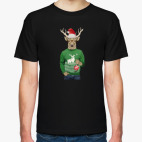 Олень новогодний в свитере и очках с шариком