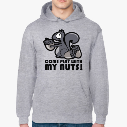 Толстовка худи с принтом Play with my nuts