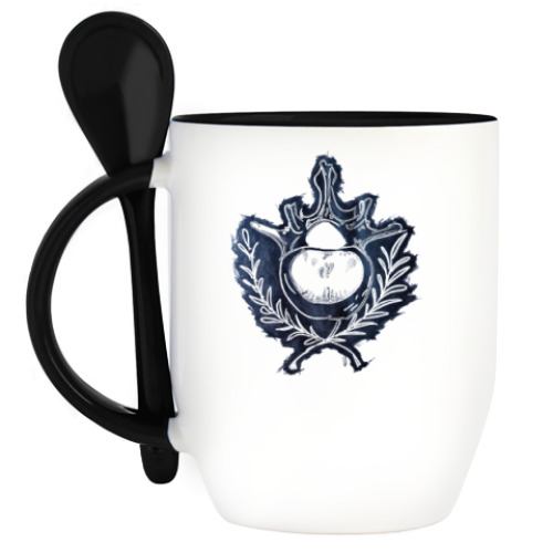 Кружка с ложкой с принтом Кости