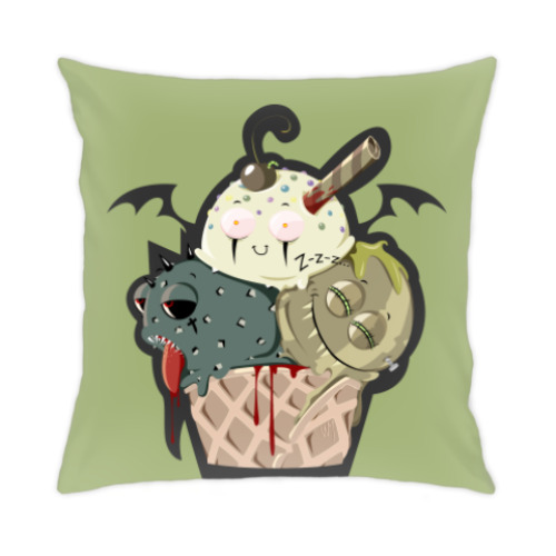 Подушка с принтом Рожок Морожок Halloween edition