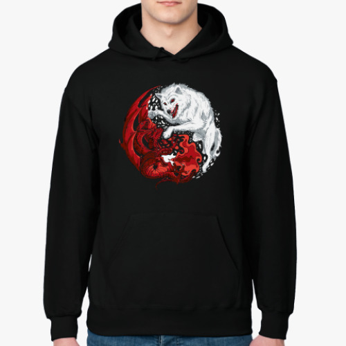 Толстовка худи с принтом Огонь и лед