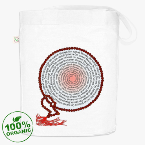 Сумка шоппер с принтом Ом намах Шивайя с рудракшей