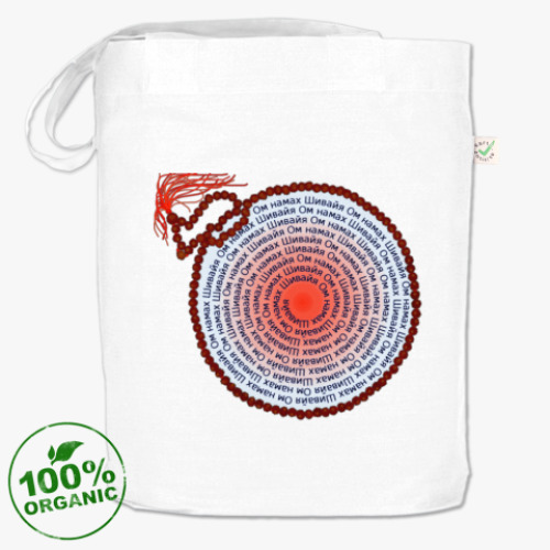 Сумка шоппер с принтом Ом намах Шивайя с рудракшей