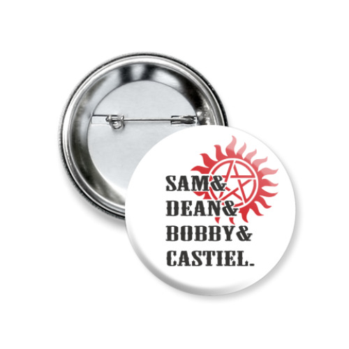 Значок 37мм с принтом Team Free Will - Supernatural