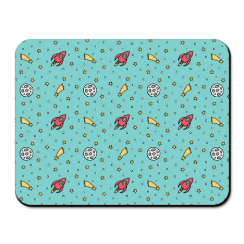 Коврик для мыши с принтом Rocket in the Space