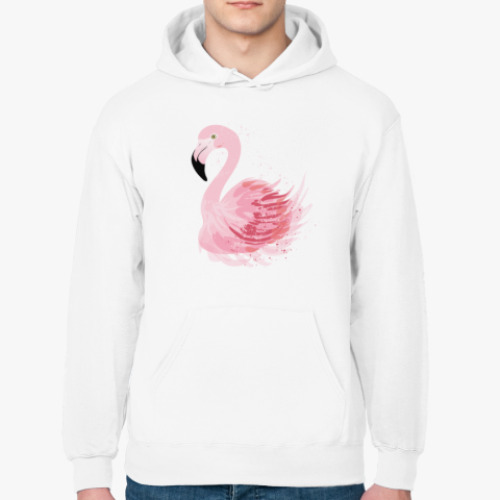 Толстовка худи с принтом Розовый фламинго