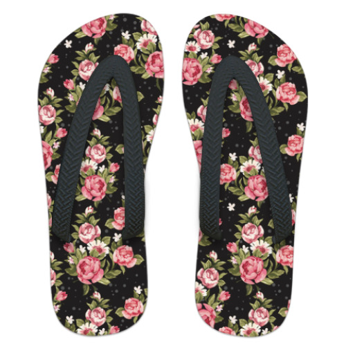 Шлепанцы (сланцы) с принтом Цветы