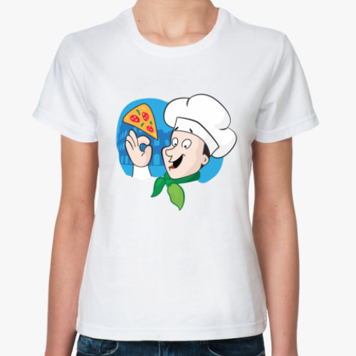 Классическая футболка с принтом  Веселая пиццерия