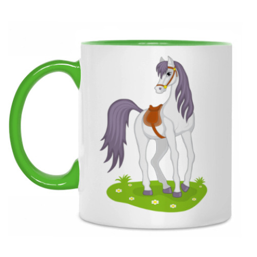 Кружка с принтом beautiful cartoon horse