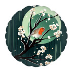 малиновка на ветке яблони