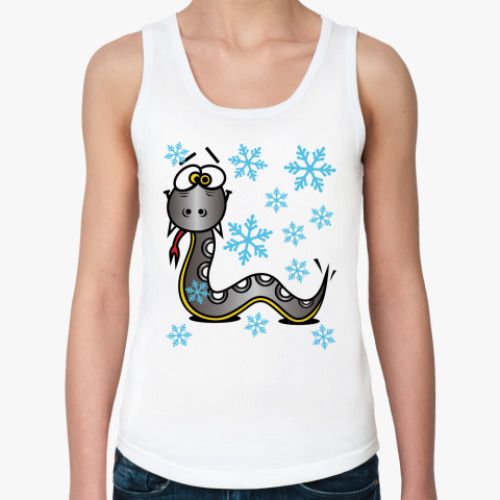 Женская майка с принтом Новогодняя змея