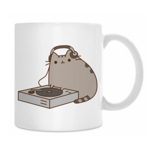 Кружка с принтом Котенок DJ