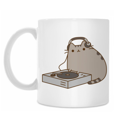 Кружка с принтом Котенок DJ