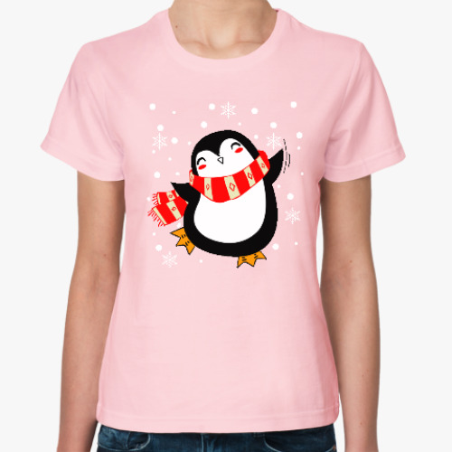 Женская футболка с принтом Веселый пингвин