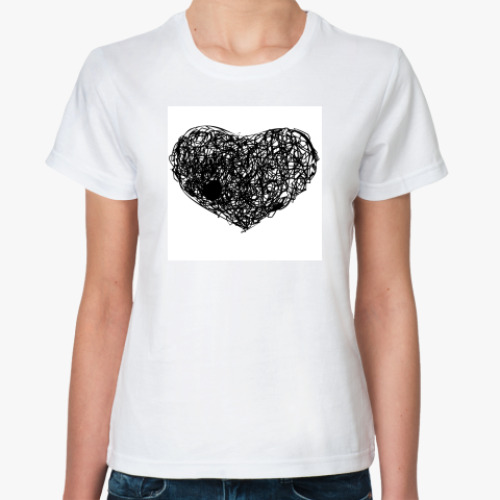 Классическая футболка с принтом сердце